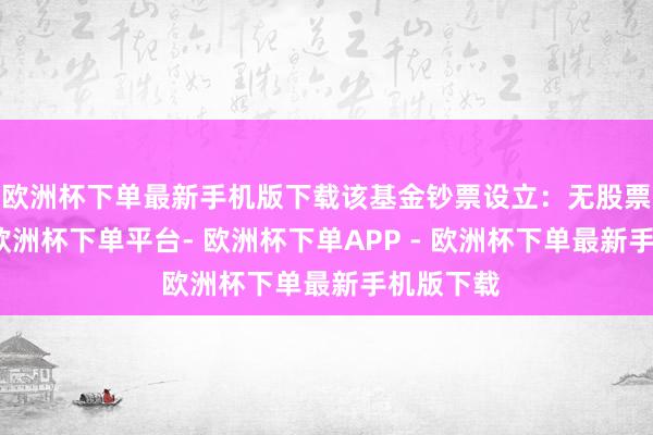 欧洲杯下单最新手机版下载该基金钞票设立：无股票类钞票-欧洲杯下单平台- 欧洲杯下单APP - 欧洲杯下单最新手机版下载